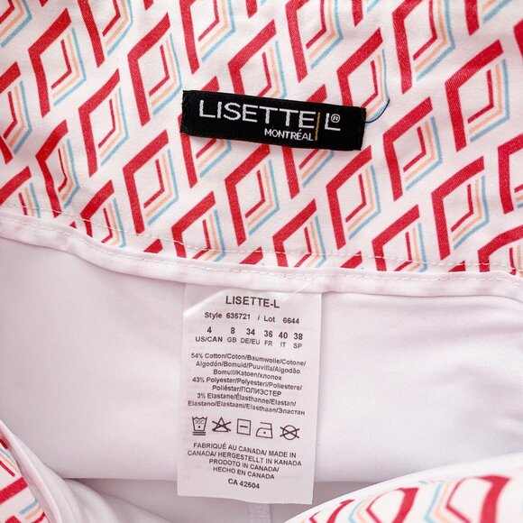 Lisette Montreal - Red blue white geometric pull on slimming skort, US 4 - Picture 6 of 6